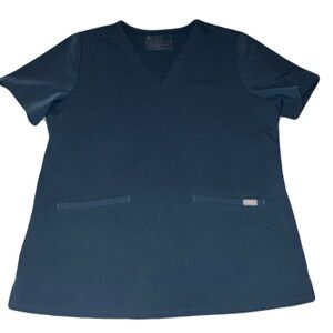 2/$35 FIGS TECHNICAL COLLECTION XL Scrubs Top Casma Blue Professional Medical
